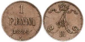 1 Penny Grand Duchy of Finland (1809 - 1917) Copper Alexander III (1845 -1894)