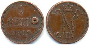 1 Penny Grand Duchy of Finland (1809 - 1917) Copper Nicholas II (1868-1918)