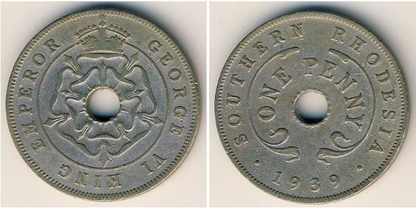 1 Penny Southern Rhodesia (1923-1980) Copper/Nickel George VI (1895-1952)