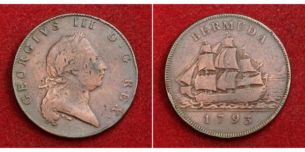 1 Penny Bermudes Cuivre George III (1738-1820)