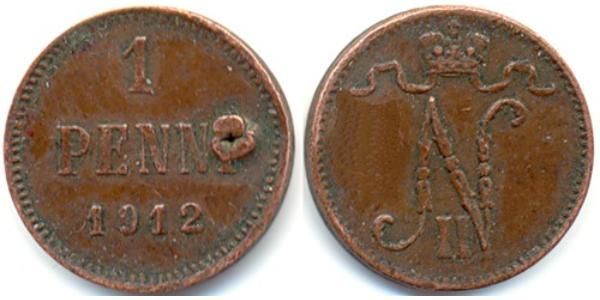 1 Penny Grand-duché de Finlande (1809 - 1917) Cuivre Nicolas II (1868-1918)