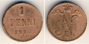 1 Penny Großfürstentum Finnland (1809 - 1917) Kupfer Nikolaus II (1868-1918)