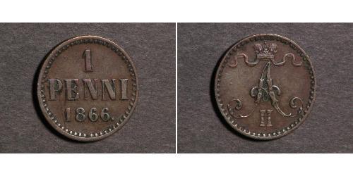 1 Penny Großfürstentum Finnland (1809 - 1917) Kupfer Alexander II (1818-1881)