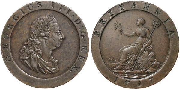 1 Penny Königreich Großbritannien (1707-1801) Kupfer Georg III (1738-1820)