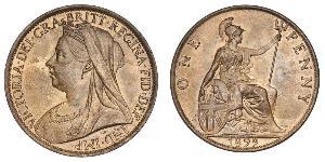 1 Penny Vereinigtes Königreich von Großbritannien und Irland (1801-1922) Kupfer Victoria (1819 - 1901)