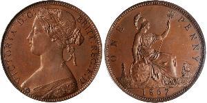 1 Penny Vereinigtes Königreich von Großbritannien und Irland (1801-1922) Kupfer Victoria (1819 - 1901)