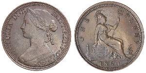 1 Penny Vereinigtes Königreich von Großbritannien und Irland (1801-1922) Kupfer Victoria (1819 - 1901)