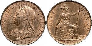 1 Penny Vereinigtes Königreich von Großbritannien und Irland (1801-1922) Kupfer Victoria (1819 - 1901)