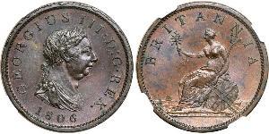 1 Penny Vereinigtes Königreich von Großbritannien und Irland (1801-1922) Kupfer Georg III (1738-1820)