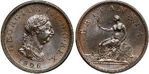 1 Penny Vereinigtes Königreich von Großbritannien und Irland (1801-1922) Kupfer Georg III (1738-1820)