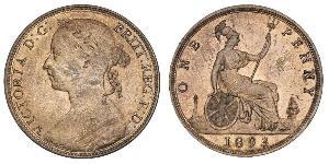 1 Penny Vereinigtes Königreich von Großbritannien und Irland (1801-1922) Kupfer Victoria (1819 - 1901)