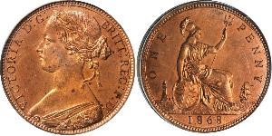 1 Penny Vereinigtes Königreich von Großbritannien und Irland (1801-1922) Kupfer Victoria (1819 - 1901)