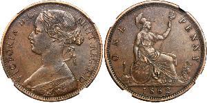 1 Penny Vereinigtes Königreich von Großbritannien und Irland (1801-1922) Kupfer Victoria (1819 - 1901)