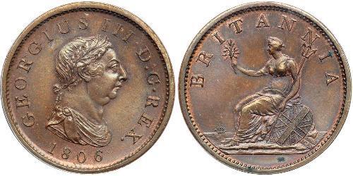 1 Penny Vereinigtes Königreich von Großbritannien und Irland (1801-1922) Kupfer Georg III (1738-1820)