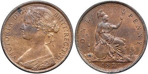 1 Penny Vereinigtes Königreich von Großbritannien und Irland (1801-1922) Kupfer Victoria (1819 - 1901)