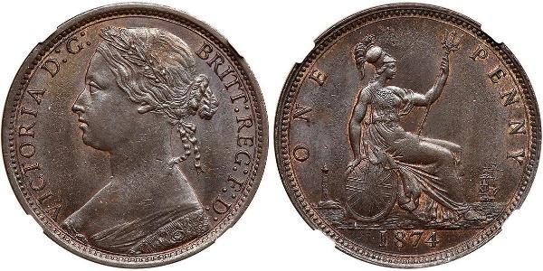 1 Penny Vereinigtes Königreich von Großbritannien und Irland (1801-1922) Kupfer Victoria (1819 - 1901)