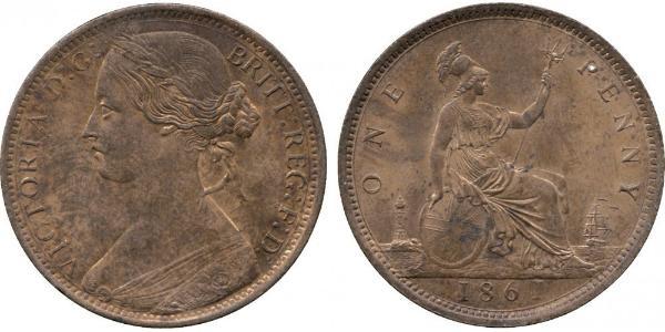 1 Penny Vereinigtes Königreich von Großbritannien und Irland (1801-1922) Kupfer Victoria (1819 - 1901)