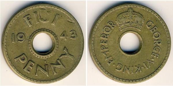 1 Penny Fidji Laiton George VI (1895-1952)