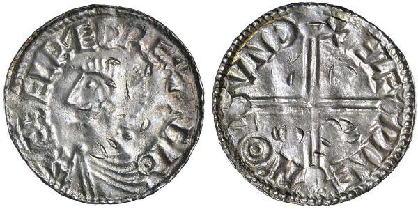 1 Penny Reino de Inglaterra (927-1649,1660-1707) Plata Aethelred II (968 - 1016)