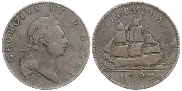1 Penny Bermuda Rame Giorgio III (1738-1820)