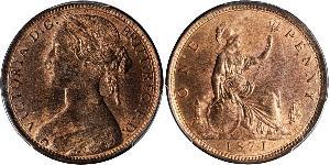 1 Penny Regno Unito di Gran Bretagna e Irlanda (1801-1922) Rame Vittoria (1819 - 1901)