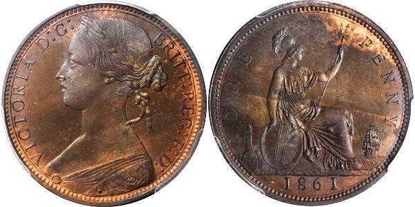 1 Penny Regno Unito di Gran Bretagna e Irlanda (1801-1922) Rame Vittoria (1819 - 1901)