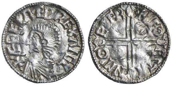 1 Penny Kingdom of England (927-1649,1660-1707) Silver Aethelred II (968 - 1016)