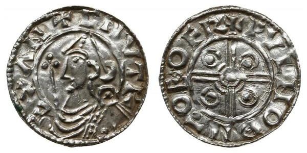 1 Penny Kingdom of England (927-1649,1660-1707) Silver Cnut (985 -1035)