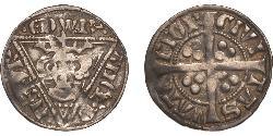 1 Penny Lordship of Ireland (1171-1541) Silver Edward I (1239 - 1307)