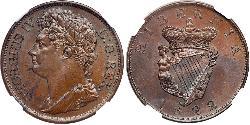 1 Penny Irlanda (1922 - ) / Reino Unido de Gran Bretaña e Irlanda (1801-1922)  Jorge IV (1762-1830)