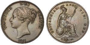 1 Penny Vereinigtes Königreich von Großbritannien und Irland (1801-1922)  Victoria (1819 - 1901)