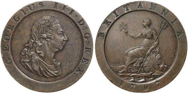 1 Penny 大不列顛王國 (1707 - 1800) 銅 喬治三世 (1738-1820)