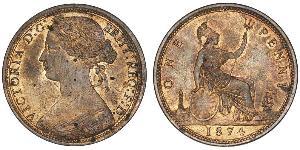 1 Penny 大不列颠及爱尔兰联合王国 (1801 - 1922) 銅 维多利亚 (英国君主)