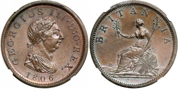 1 Penny 大不列颠及爱尔兰联合王国 (1801 - 1922) 銅 喬治三世 (1738-1820)