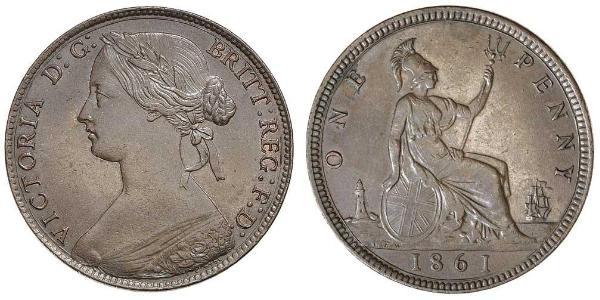 1 Penny 大不列颠及爱尔兰联合王国 (1801 - 1922) 銅 维多利亚 (英国君主)