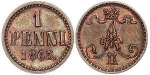1 Penny 芬兰大公国 (1809 - 1917) 銅 亚历山大二世 (俄国) (1818-1881)