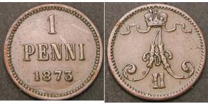 1 Penny 芬兰大公国 (1809 - 1917) 銅 亚历山大二世 (俄国) (1818-1881)