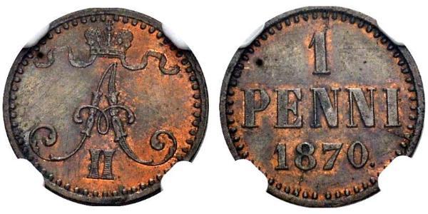 1 Penny 芬兰大公国 (1809 - 1917) 銅 亚历山大二世 (俄国) (1818-1881)