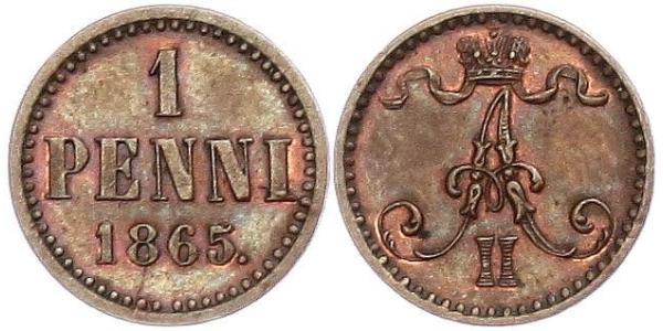 1 Penny 芬兰大公国 (1809 - 1917) 銅 亚历山大二世 (俄国) (1818-1881)