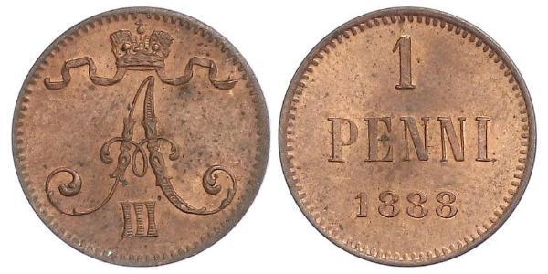 1 Penny 芬兰大公国 (1809 - 1917) 銅 亚历山大三世 (俄国) (1845 -1894)