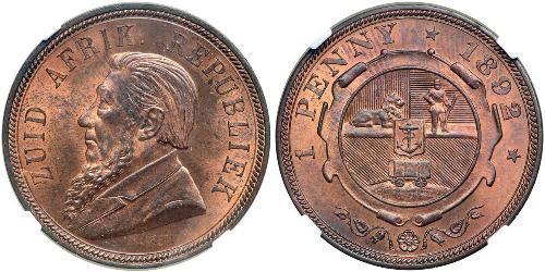 1 Penny South Africa 青铜 保罗·克留格尔 (1825 - 1904)