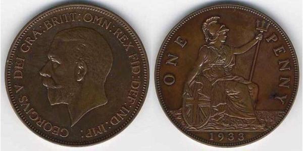 1 Penny 大不列颠及爱尔兰联合王国 (1801 - 1922) 青铜 乔治五世  (1865-1936)