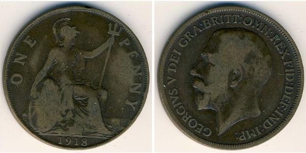 1 Penny 大不列颠及爱尔兰联合王国 (1801 - 1922) 青铜 乔治五世  (1865-1936)