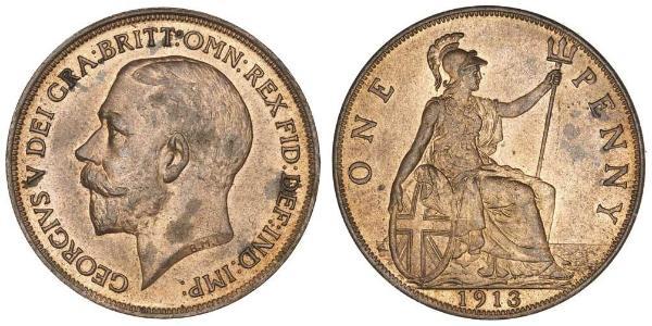 1 Penny 大不列颠及爱尔兰联合王国 (1801 - 1922) 青铜 乔治五世  (1865-1936)