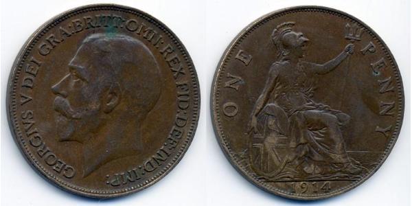 1 Penny 大不列颠及爱尔兰联合王国 (1801 - 1922) 青铜 乔治五世  (1865-1936)