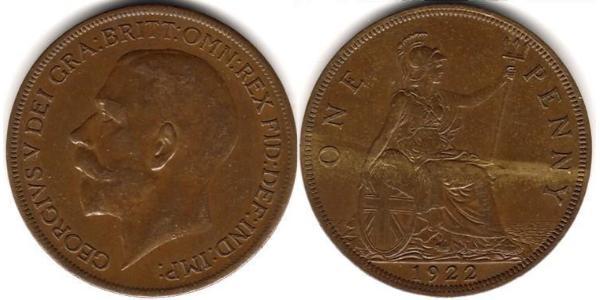 1 Penny 大不列颠及爱尔兰联合王国 (1801 - 1922) 青铜 乔治五世  (1865-1936)