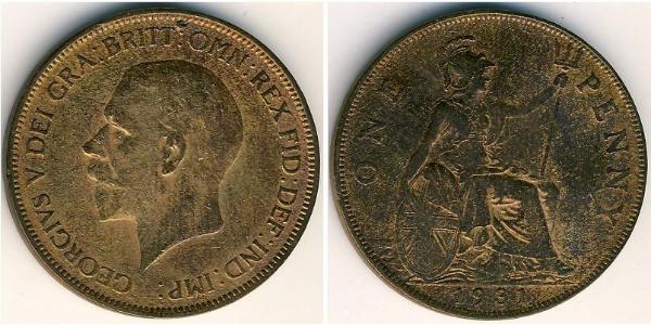 1 Penny 大不列颠及爱尔兰联合王国 (1801 - 1922) 青铜 乔治五世  (1865-1936)