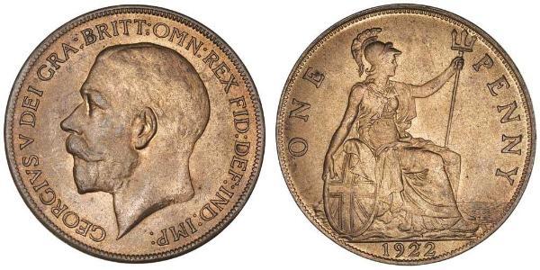 1 Penny 大不列颠及爱尔兰联合王国 (1801 - 1922) 青铜 乔治五世  (1865-1936)