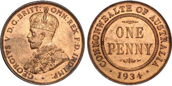 1 Penny 澳大利亚 青铜 乔治五世  (1865-1936)