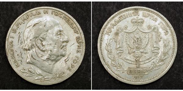 1 Perper  Montenegro Silver Nicholas I of Montenegro